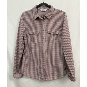 Orvis Pink Purple‎ Plaid Button Front Long Sleeve Shirt Womens M Nylon Blend